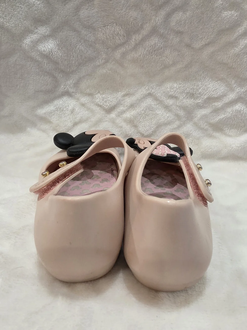 Mini Melissa Kids Sz 6 Toddler Pale Pink Mickey Minnie Mouse Kissing Jelly Shoes